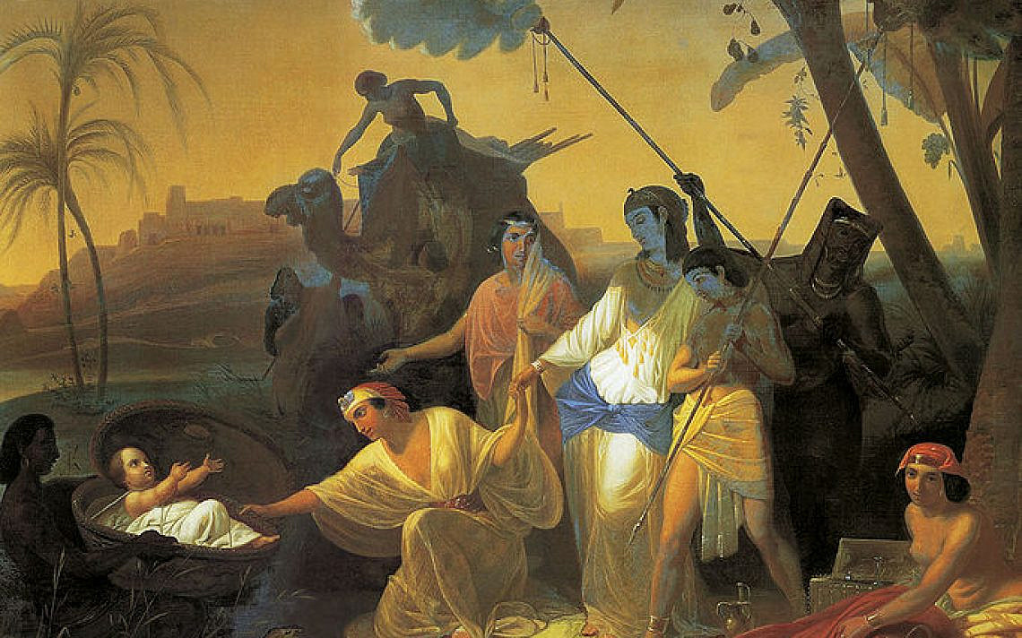 משה ובת פרעה. ציור: קונסטנטין פלביטסקי , ויקיפדיה