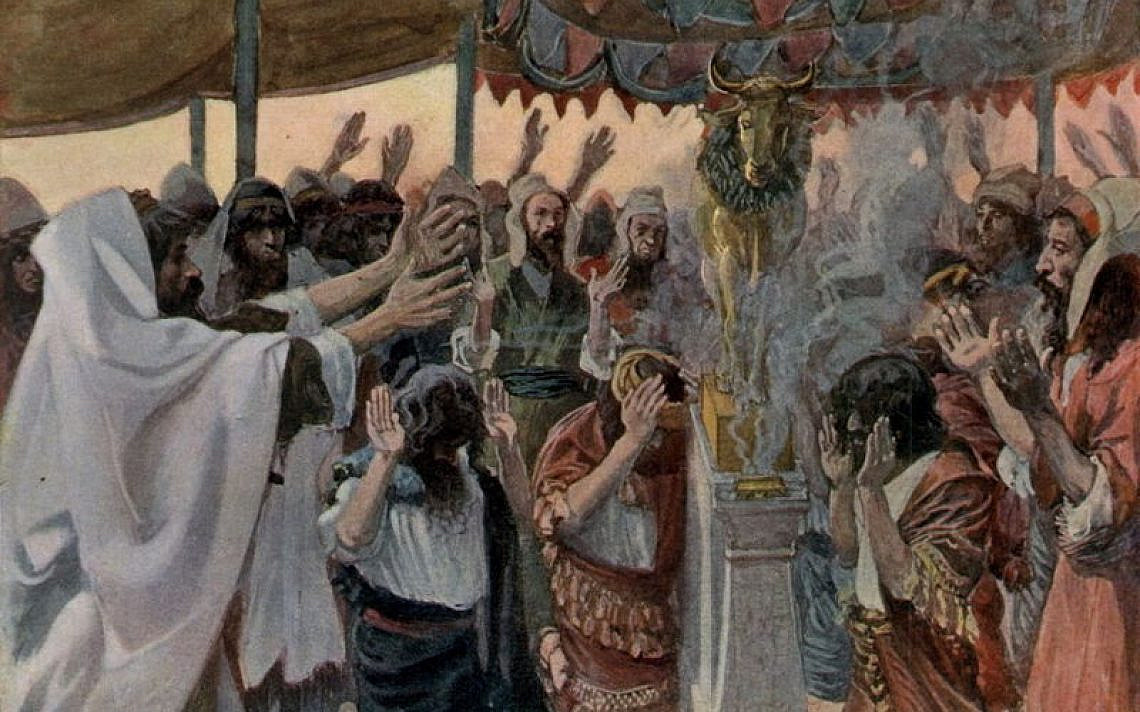בני ישראל סוגדים לעגל הזהב, ציור: James Joseph Jacques Tissot, ויקיפדיה