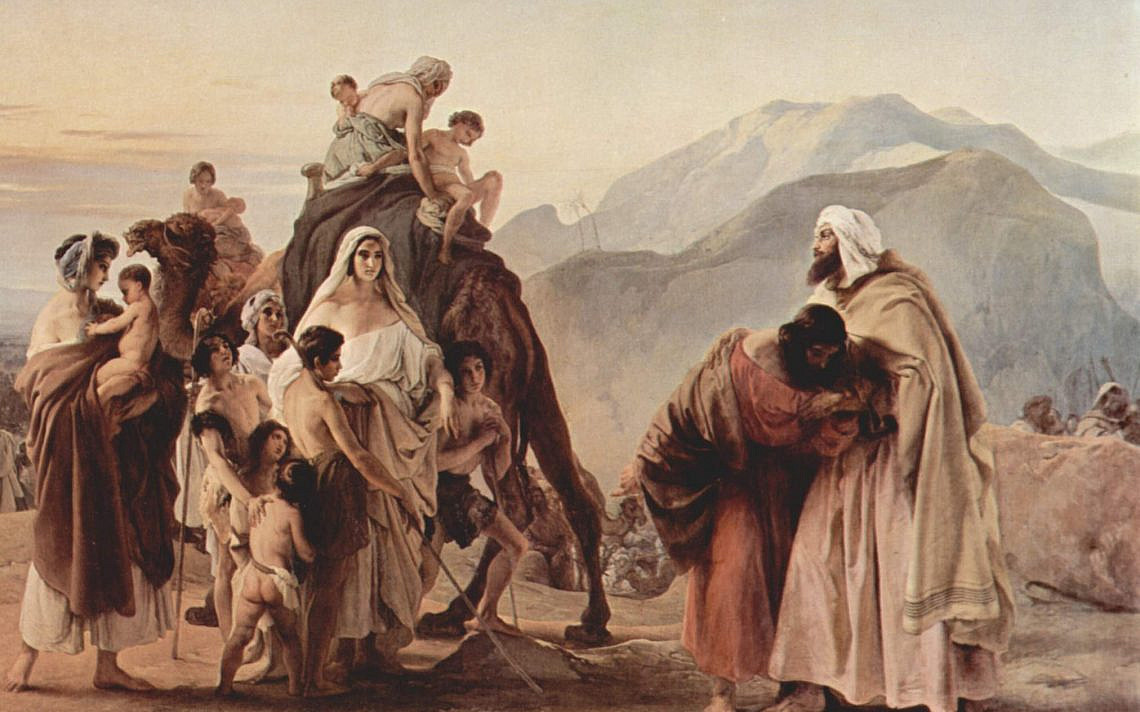 המפגש של יעקב ועשו, מאת פרנצ'סקו אייץ, 1844. ויקיפדיה