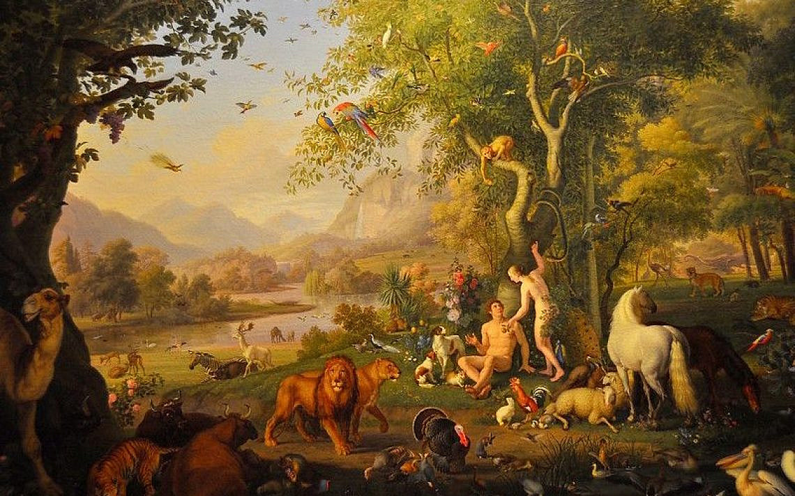 אדם וחוה בגן עדן. ציור של ונזל פטר המוצג במוזיאון הותיקן. באדיבות faungg's photos