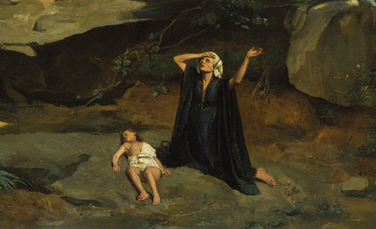 הגר במדבר. ציור מאת קמיל קורוט (1835)