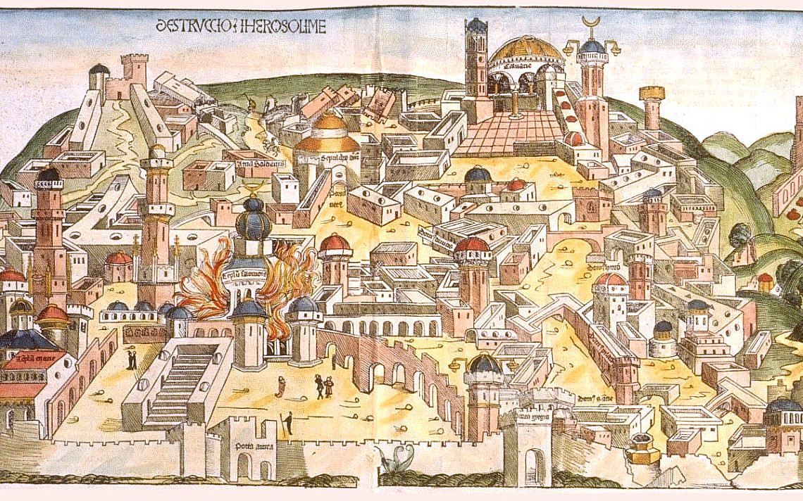 חורבן בית ראשון על ידי הכשדים, מתוך הכרוניקה של נירנברג, 1493