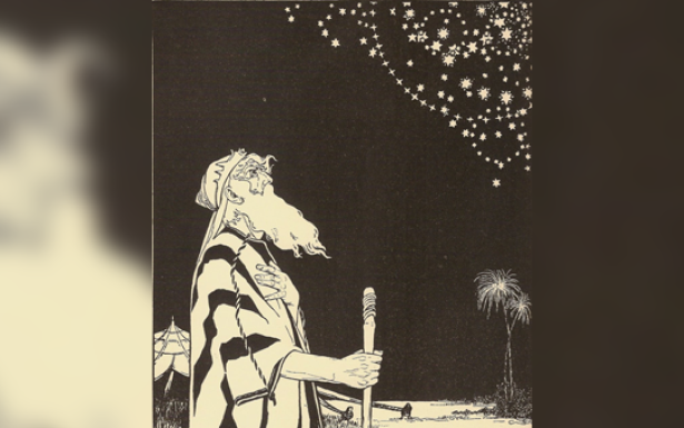 אפרים משה ליליין, אברהם מביט בכוכבים, 1908. איור לתנ
