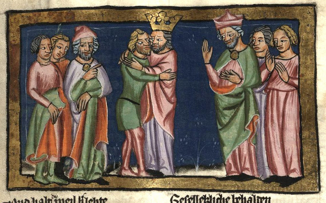 דוד ואבשלום, מיניאטורה מתוך כתב יד בוהמי מהמאה ה-14