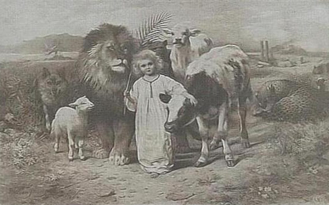 "וגר זאב עם כבש" תחריט מאת ויליאם סטראט, 1896