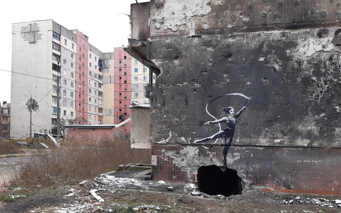 ציור קיר של בנקסי, באירפין, אוקראינה. צילום: Rasal Hague. מתוך: ויקיפדיה